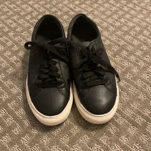 J/Slides black leather sneakers